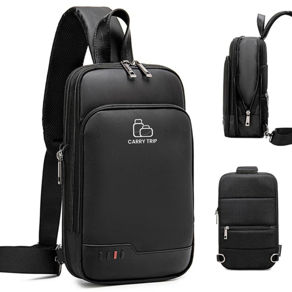 Crossbody Sling Bag for Travel Expandable Chest Bag with Pocket And Data Cable Hole Water Resistant Material & 1 Anti Theft Pocket