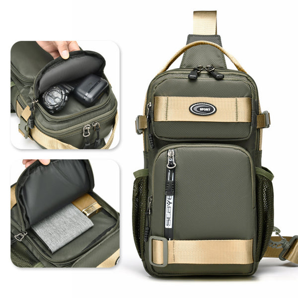 Crossbody Sling Bag for Travel 1 Compartment, Front Zip Pocket, Rear Zip Pocket, Shoulder Strap Bag / Tactical Style Chest Bag