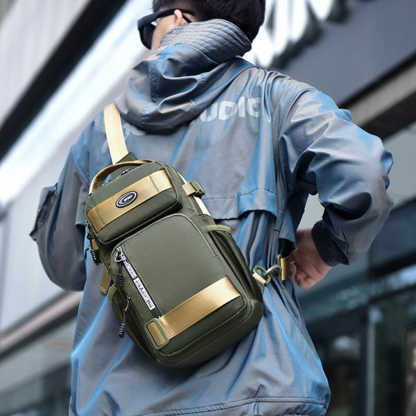 Crossbody Sling Bag for Travel 1 Compartment, Front Zip Pocket, Rear Zip Pocket, Shoulder Strap Bag / Tactical Style Chest Bag