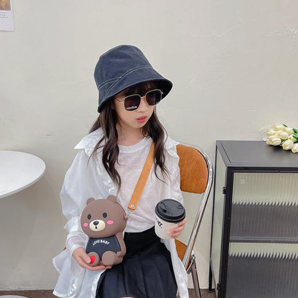Teddy Bear Cartoon Silicon Sling Bag For Girls And Kids 1 Compartment With Adjustable Shoulder Strap
