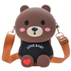 Teddy Bear Cartoon Silicon Sling Bag For Girls And Kids 1 Compartment With Adjustable Shoulder Strap