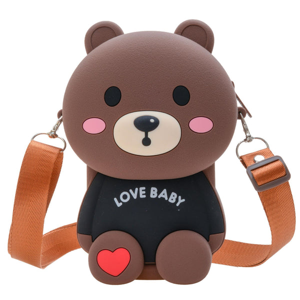 Teddy Bear Cartoon Silicon Sling Bag For Girls And Kids 1 Compartment With Adjustable Shoulder Strap