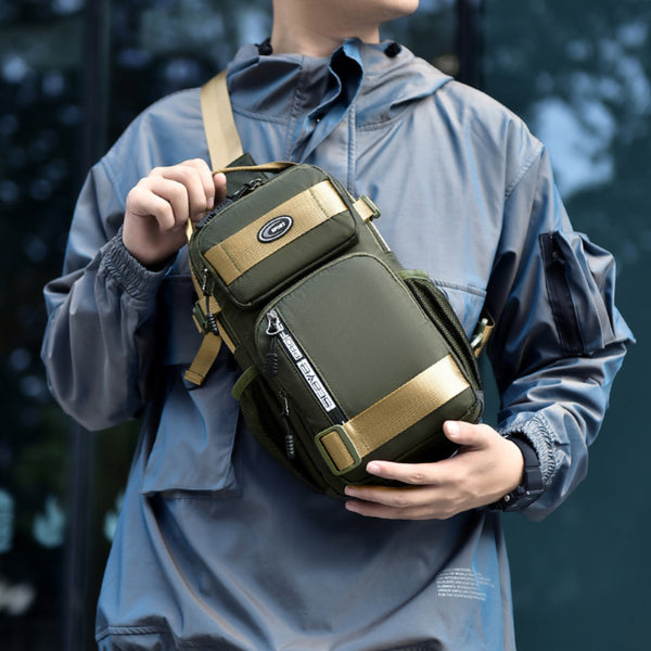 Crossbody Sling Bag for Travel 1 Compartment, Front Zip Pocket, Rear Zip Pocket, Shoulder Strap Bag / Tactical Style Chest Bag