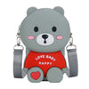 Teddy Bear Cartoon Silicon Sling Bag For Girls And Kids 1 Compartment With Adjustable Shoulder Strap