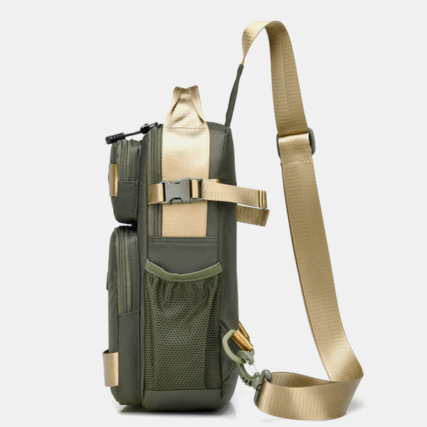 Crossbody Sling Bag for Travel 1 Compartment, Front Zip Pocket, Rear Zip Pocket, Shoulder Strap Bag / Tactical Style Chest Bag