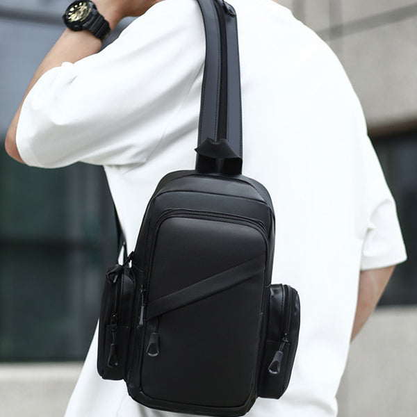 Adjustable Hook Carry In 2 Style Chest Bag Crossbody Sling Bag for Travel 1 Compartment, Front Zip Pocket, Rear Zip Pocket