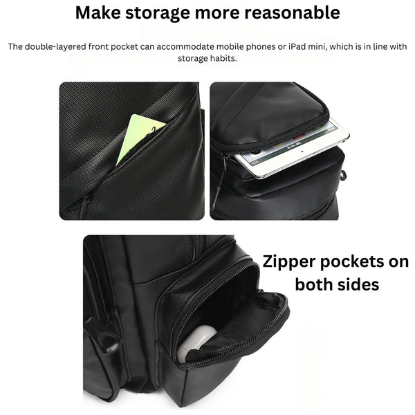 Adjustable Hook Carry In 2 Style Chest Bag Crossbody Sling Bag for Travel 1 Compartment, Front Zip Pocket, Rear Zip Pocket