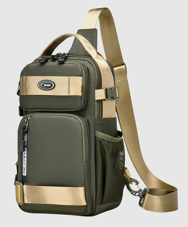 Crossbody Sling Bag for Travel 1 Compartment, Front Zip Pocket, Rear Zip Pocket, Shoulder Strap Bag / Tactical Style Chest Bag