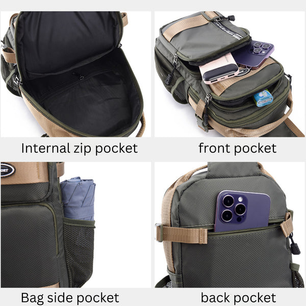 Crossbody Sling Bag for Travel 1 Compartment, Front Zip Pocket, Rear Zip Pocket, Shoulder Strap Bag / Tactical Style Chest Bag