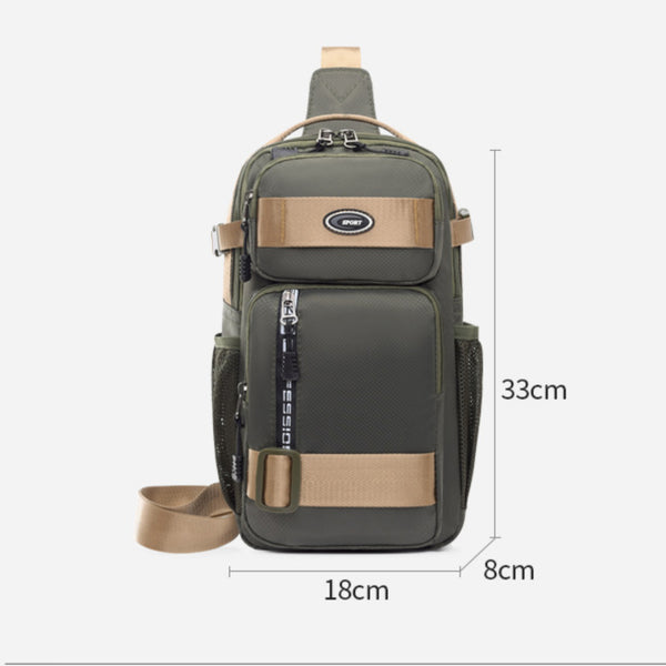 Crossbody Sling Bag for Travel 1 Compartment, Front Zip Pocket, Rear Zip Pocket, Shoulder Strap Bag / Tactical Style Chest Bag