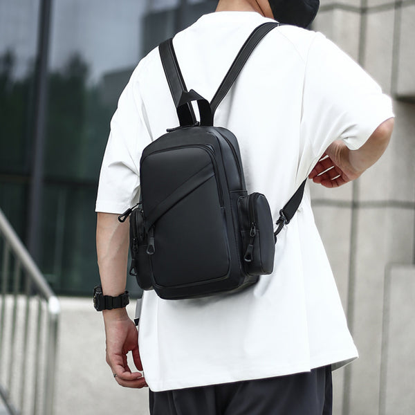 Adjustable Hook Carry In 2 Style Chest Bag Crossbody Sling Bag for Travel 1 Compartment, Front Zip Pocket, Rear Zip Pocket