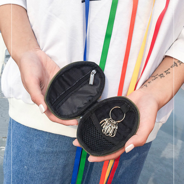 Hand Grenade Style Tactical Keychain Zippered Case - Unique Coin Pouch Bag for Wallets and Keys