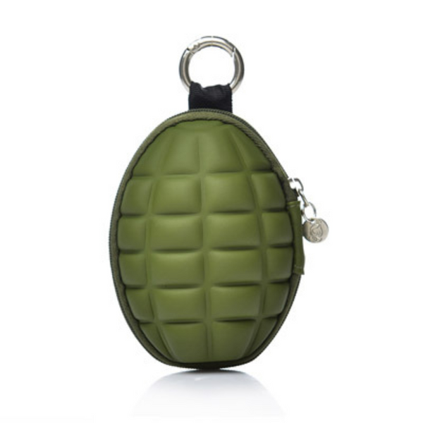 Hand Grenade Style Tactical Keychain Zippered Case - Unique Coin Pouch Bag for Wallets and Keys