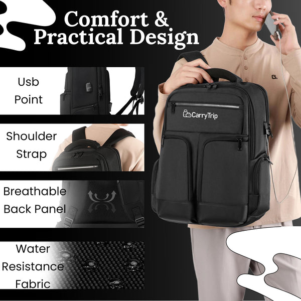 CARRY TRIP Quagga Business Laptop Backpack - Stylish Office & Travel Backpack for Men & Women
